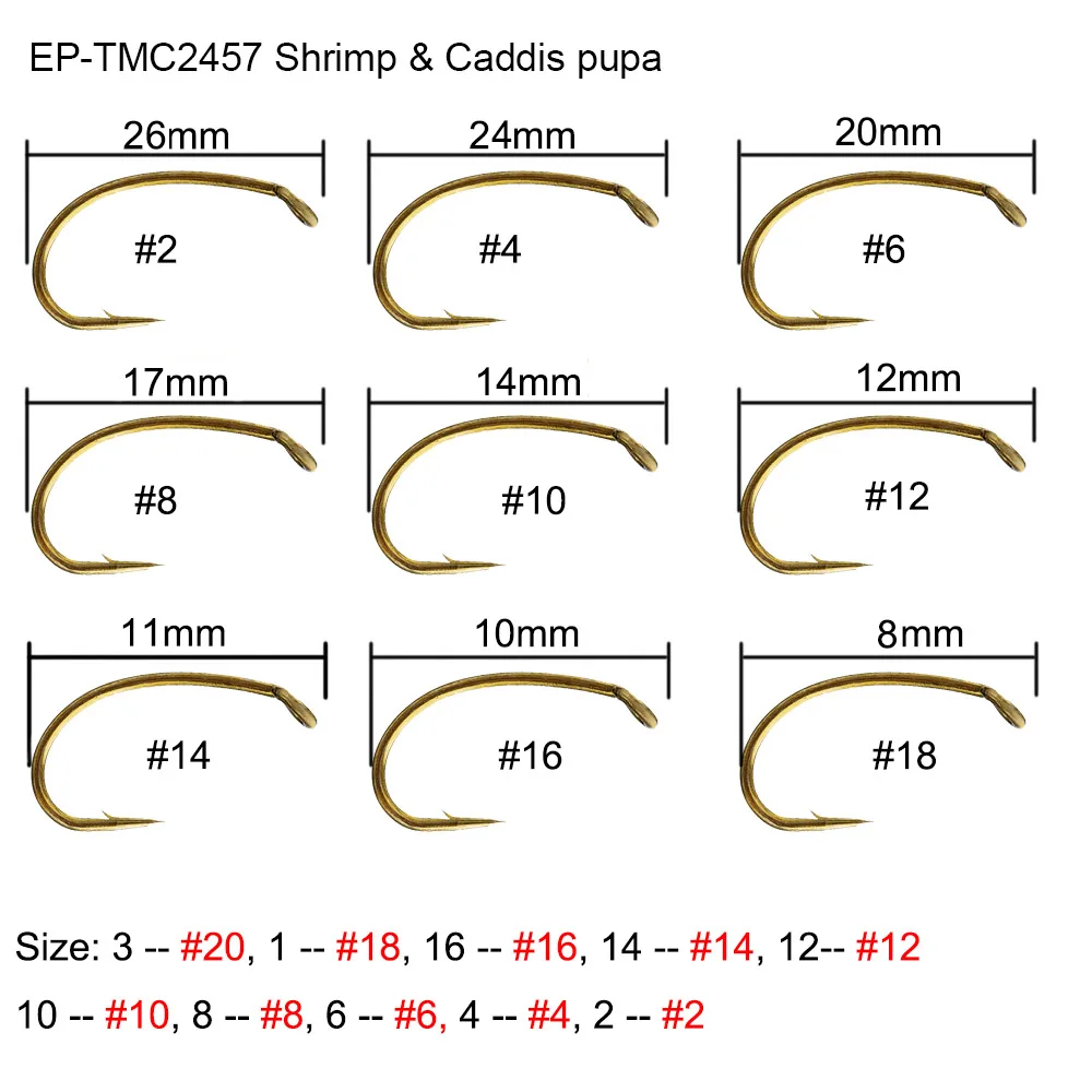 Eupheng-anzuelos de pesca con mosca húmeda, anzuelos de pesca terrestre de 100 piezas, Caddis Pupa, ninfa seca - imagen 5