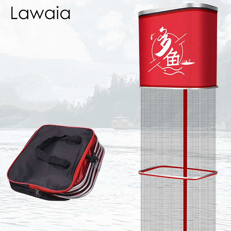 Lawaia-jaula de red cuadrada pegada, equipo de pesca portátil al aire libre, bolsa de pescado, equipo de pescadores de secado rápido