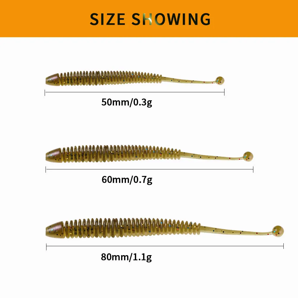 SUNMILE-señuelo de Pesca con olor a pez/camarón, gusano suave, 20 unidades, 5cm, 6cm, 8cm, señuelo de roca, Wobblers, señuelo suave, Leurre Souple, Pesca de carpa - imagen 3