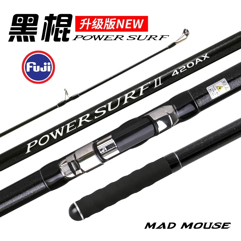 MADMOUSE 2021 nuevo modelo Japón calidad completa Fuji Surf Rod 4,20 M 46 T alto contenido de carbono 3 secciones 100-250g varillas de fundición de Surf