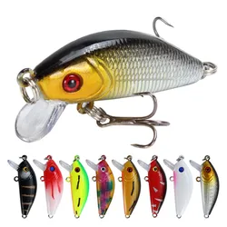 1 Uds 5cm 3,6g Topwater nadar pez señuelo de pesca cebo duro Artificial Mini pesca Crankbait Wobblers pesca de carpa con 8 #   ganchos