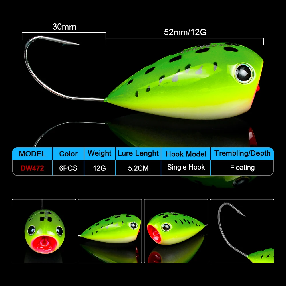Señuelos de Pesca flotantes, cebos artificiales de 12g-0,42 oz/5,2 cm-2,05 "con un solo gancho, aparejos de pesca - imagen 3