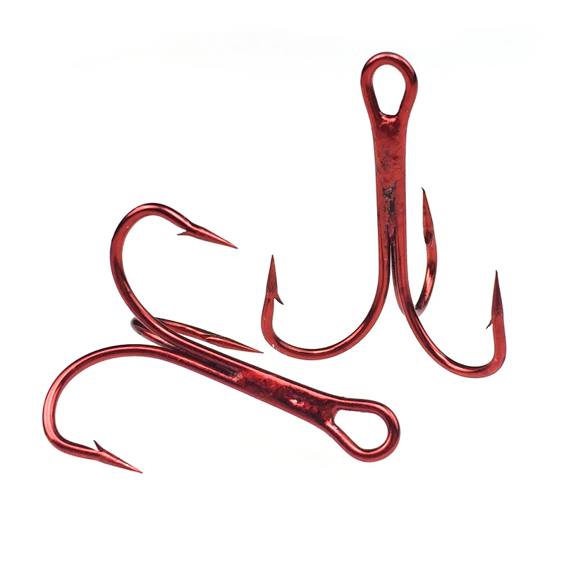 Anzuelo triple rojo/múltiple para sangre de tamaño Señuelos de Pesca, aparejos para pesca de agua salada/agua dulce, tamaño 6 #8 #10 #12 #14 #, 50 Uds.
