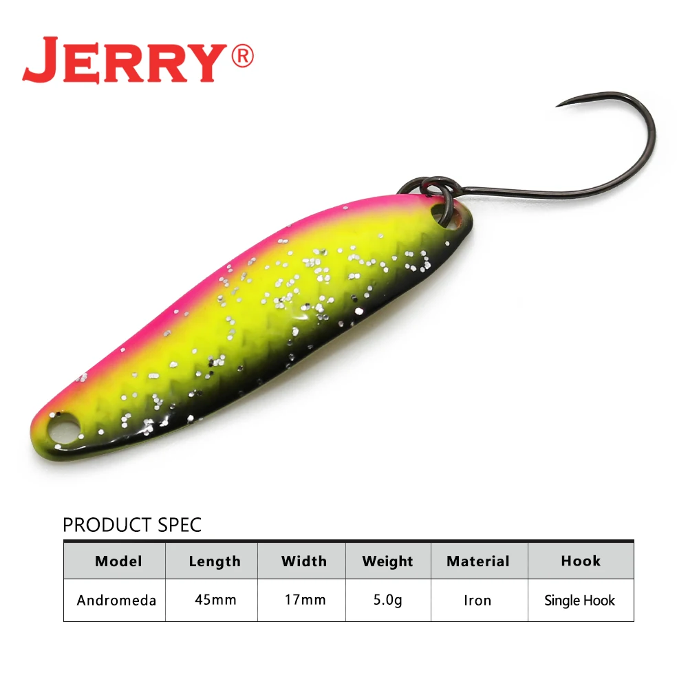 Jerry Andromeda 5g Micro trucha cuchara de Metal señuelo giratorio brillo Artificial fundición señuelos duros lago corriente río cebo - imagen 3