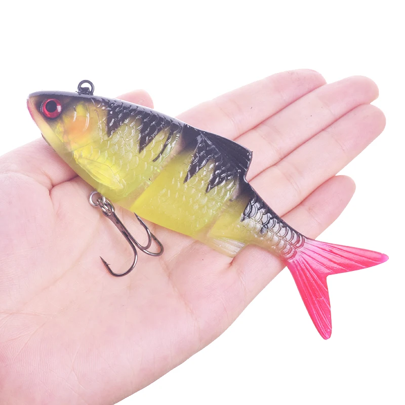 Wobblers de pesca suave, señuelos de Lucio artificiales de 12cm y 31g, secciones articuladas múltiples, cebo de silicona Artificial, pesca de Lucio curricán, 1 ud. - imagen 5