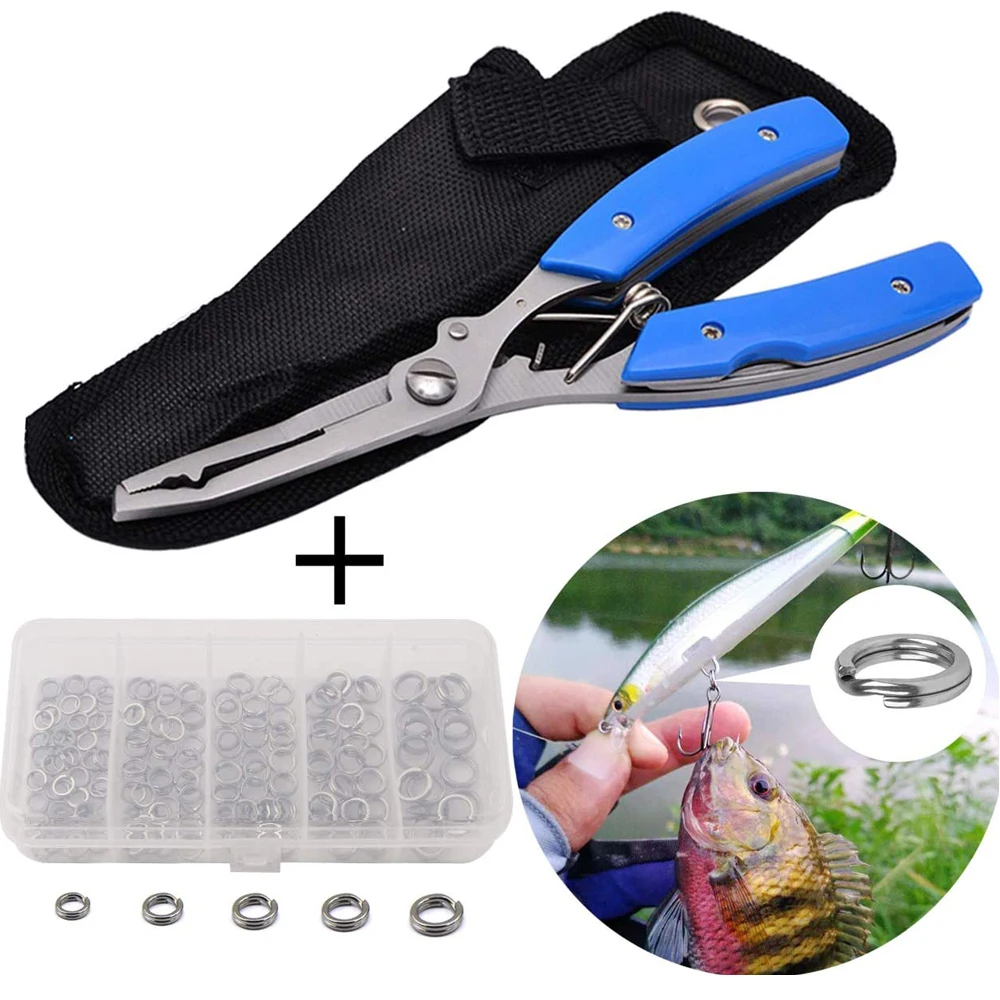 Kit de alicates de pesca con anillos divididos de acero inoxidable, Conector de señuelo, aparejos de pesca para agua dulce y salada, 151 Uds. - imagen 5