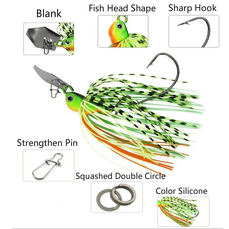 Señuelos de Pesca de plantilla de goma, aparejos de Pesca de Weights14-17g, Spinnerbait, accesorios de Pesca Isca Artificial, Buzz Fish Bait, 2020 - imagen 3