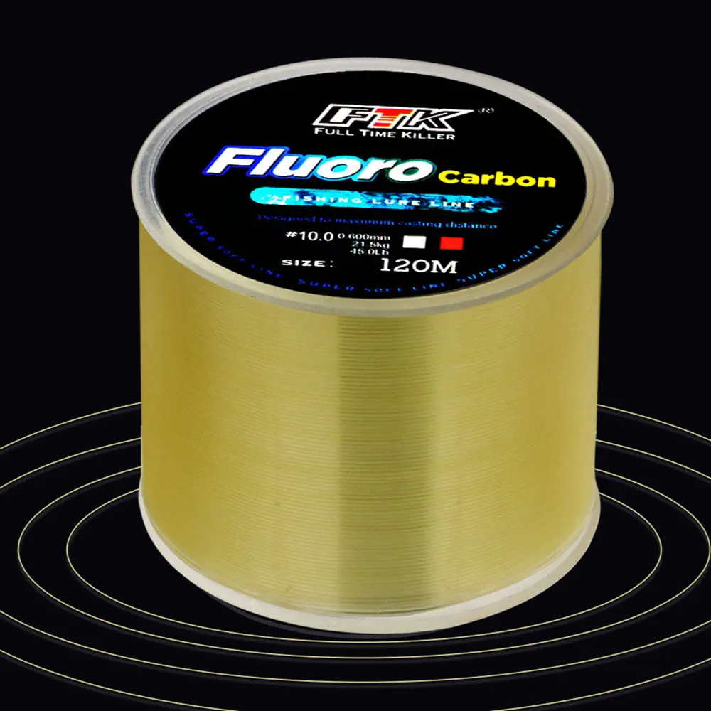 FTK Fishing-Línea de 120m, 0,2mm-0,6mm, 7.15LB-45LB, proceso de tratamiento de recubrimiento de fluorocarbono, superficie de carbono, partículas de nailon - imagen 3