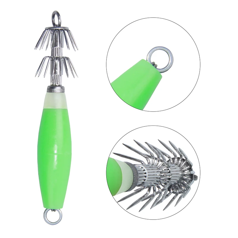 Cebo de calamar fluorescente, plantilla de manga de sepia, señuelo de pesca, anzuelos de calamar luminosos con caja de doble cara, 10 unids/caja - imagen 3