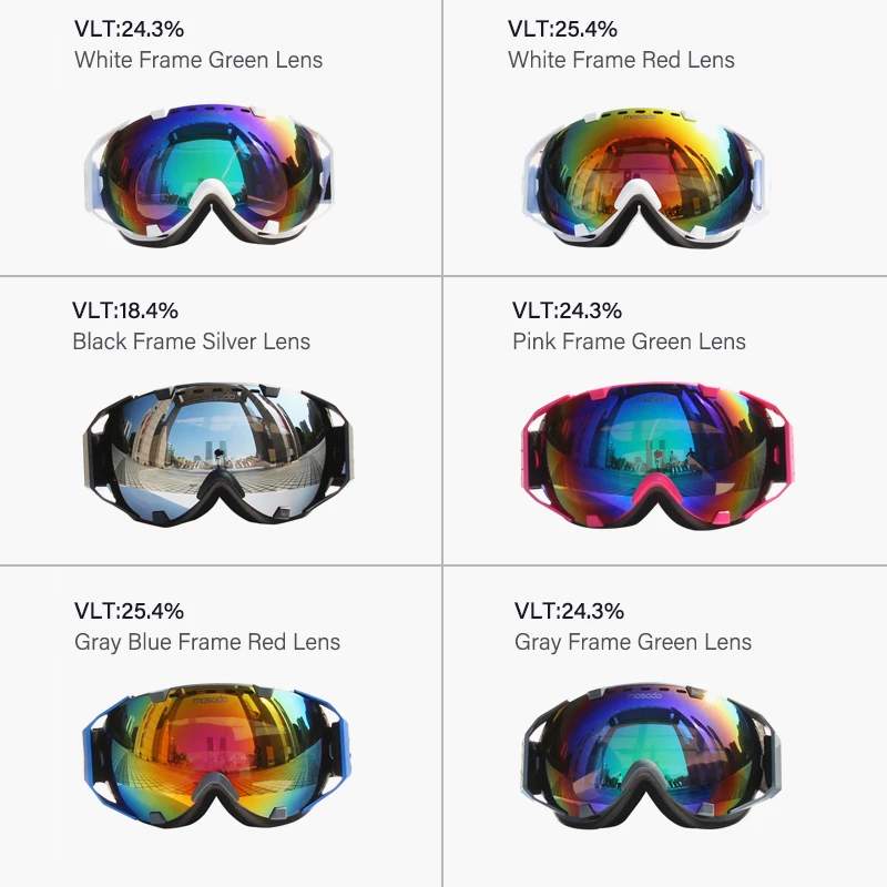 Mosodo-Gafas de esquí OTG para hombre y mujer, lentes de nieve antiniebla, protección UV400, para Snowboard, doble lente - imagen 4