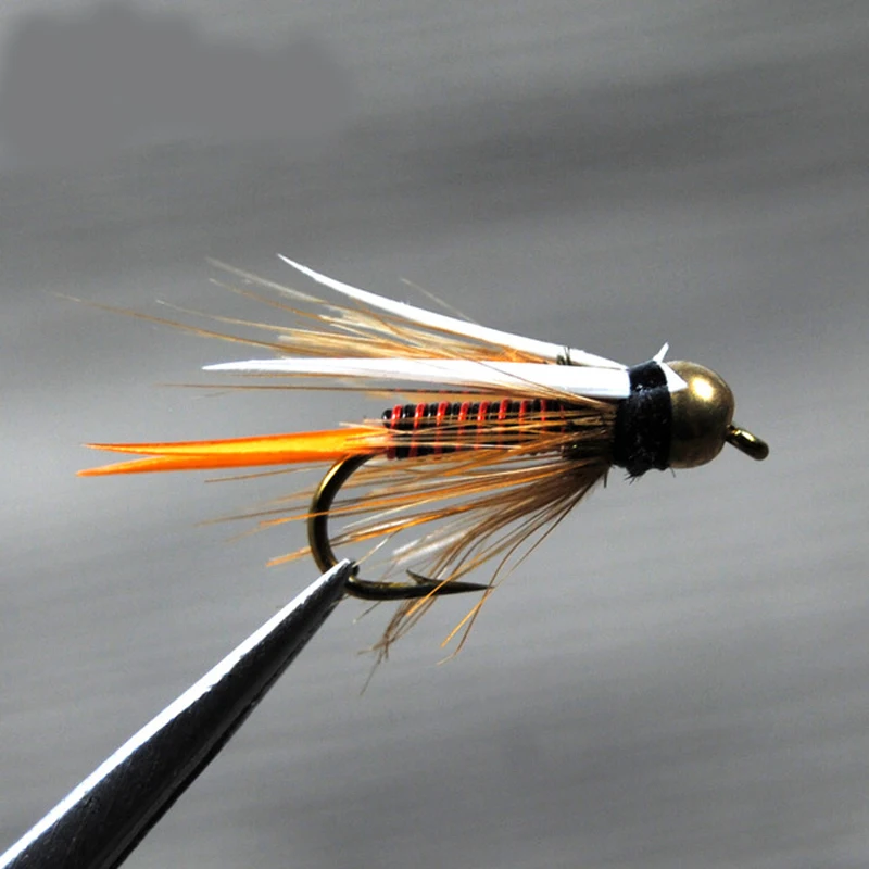 Bimoo-Cabeza de cuentas de latón para pesca, moscas de hundimiento rápido, ninfa, príncipe, trucha, 12 piezas, n. ° 12 - imagen 4