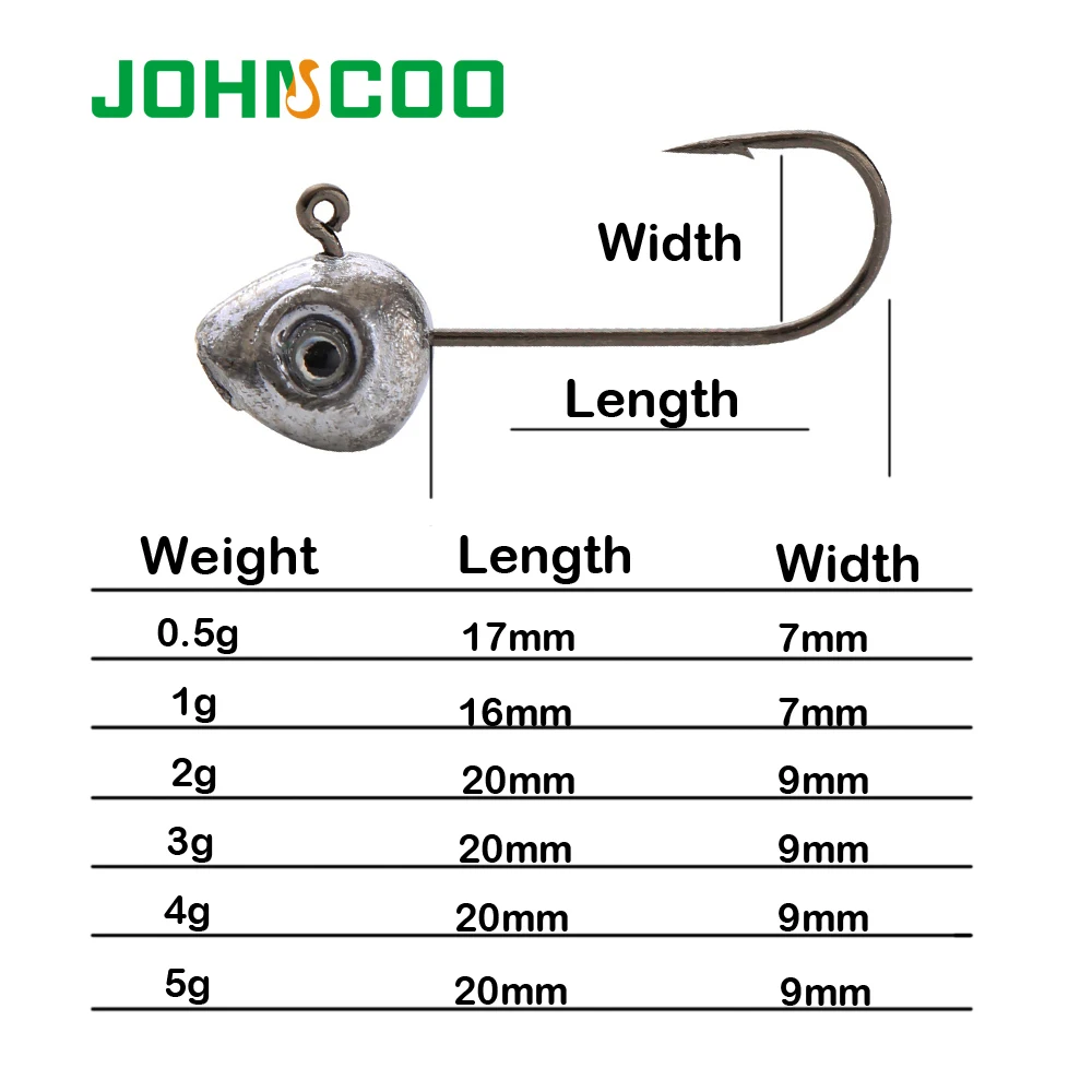 Anzuelos de pesca con cabeza plomada, señuelo de púas, anzuelo pesado de 0,5g 1G 2G, aparejos de pesca, accesorios de pesca, ojos 3D, 10 piezas - imagen 3