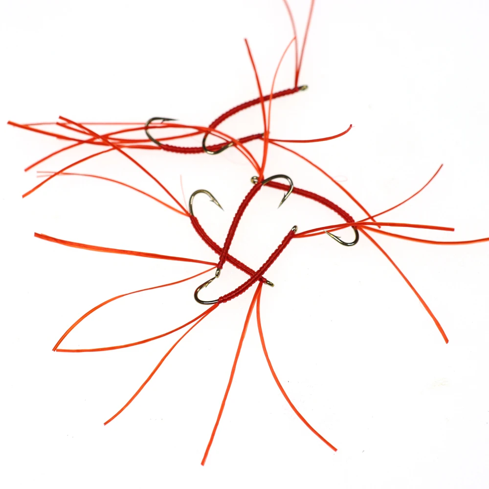 ICERIO 10 Uds piernas flexibles gusano de sangre trucha mosca curvada atado gancho trucha pesca mosca señuelo cebos - imagen 2