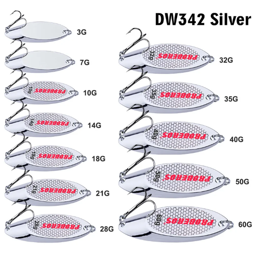 Señuelos de Pesca con cuchara plateada VIB de Metal, 3g-60g, cebo Artificial con lentejuelas, anzuelo triple, herramienta Wobblers Spinner, aparejos de mar, 1 Uds.