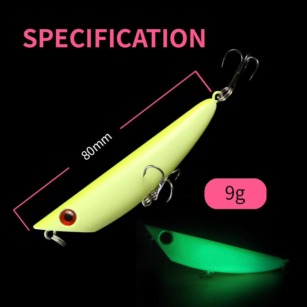 Señuelos de Pesca con lápiz, señuelo de trucha, Swimbait, lubina luminosa, cebo Artificial, accesorios de Pesca, 8cm, 9g - imagen 4