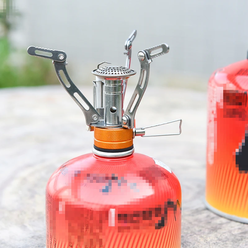 Mini estufa de Gas portátil plegable para acampar, quemador de butano de acero inoxidable de alta calidad, accesorios de Camping - imagen 3