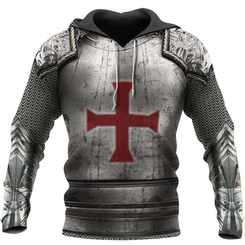 Caballeros Templarios sudaderas con capucha con estampado 3D cavalier hombres Harajuku moda Sudadera con capucha otoño Sudadera con capucha Casual sudadera hombre - imagen 5