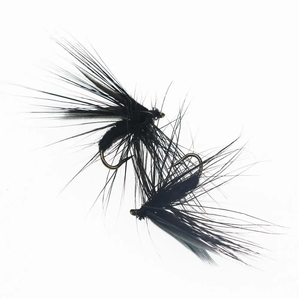 Wifreo-Cebo de pesca con mosca negra, 10 unidades, tamaño 12, puede volar trucha, caja gratis - imagen 4