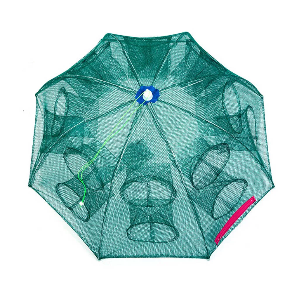 2-12 Holes Strengthened Automatic Fishing Net Shrimp Cage Nylon Foldable Umbrella Shape Crab Fish Trap Cast Net Cast Folding Net - imagen 5