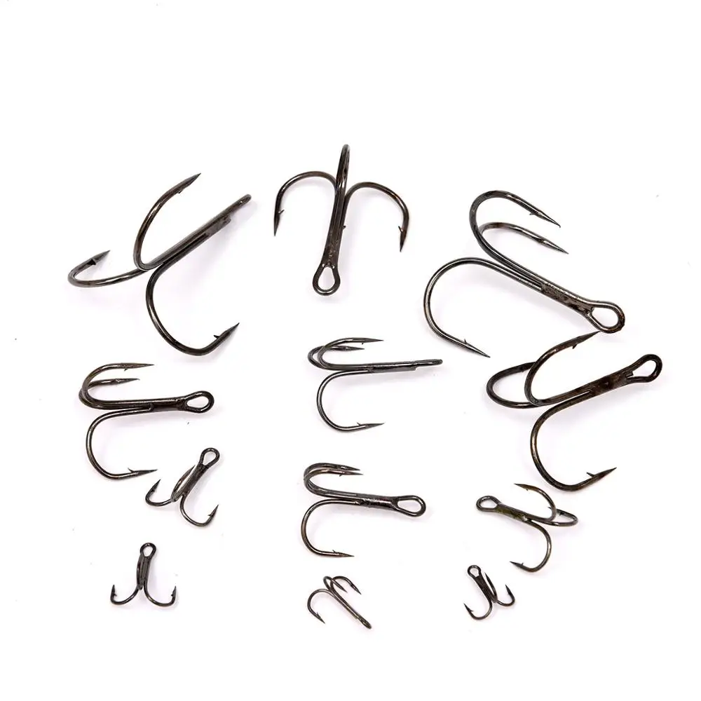 Anzuelos triples de acero al carbono para pesca de carpa, anzuelos superafilados de tres anclas, 100 unids/caja - imagen 5