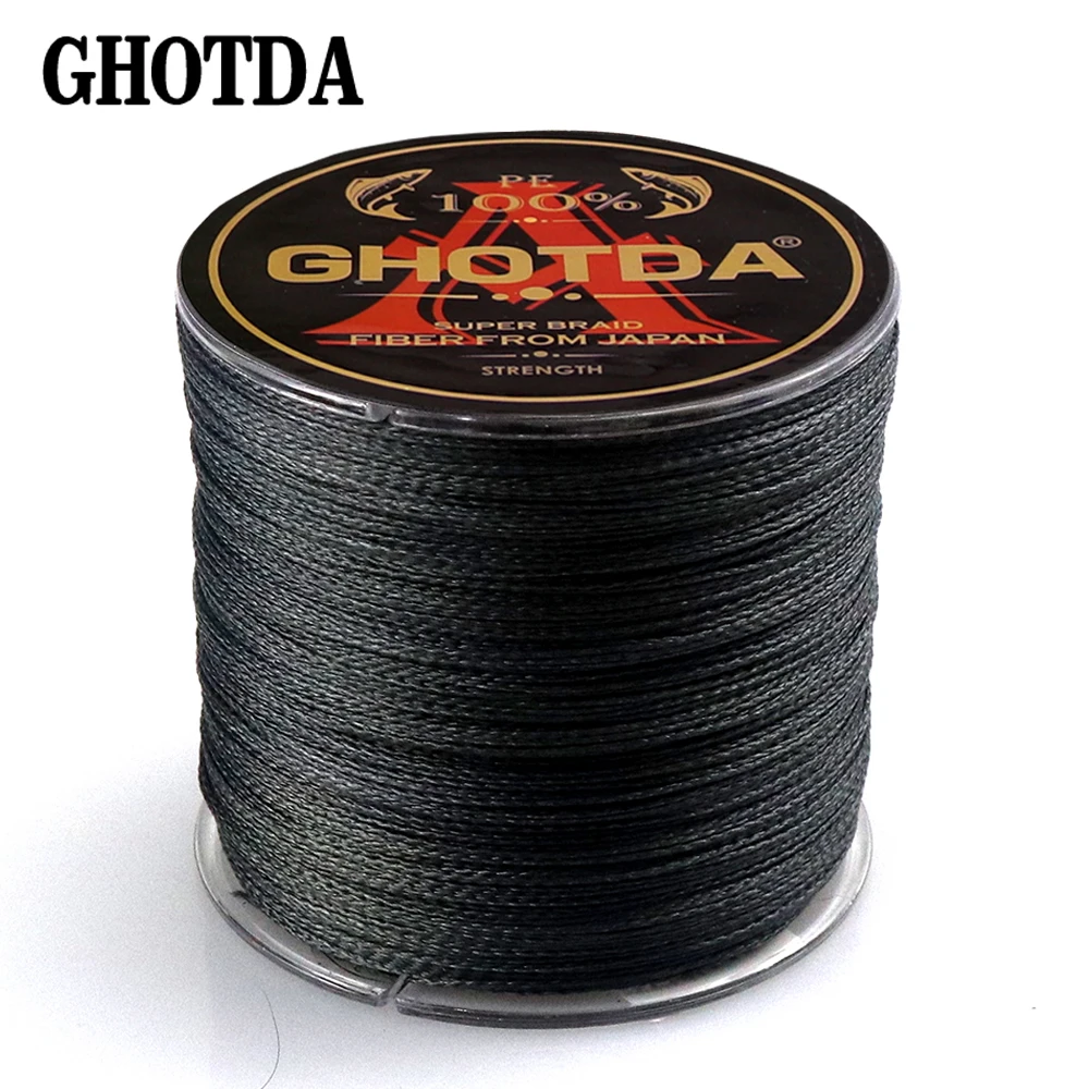 GHOTDA-sedal de pesca trenzado de PE, multifilamento hengelsport negro, 4 hebras, 300M, 500M, 1000M - imagen 4