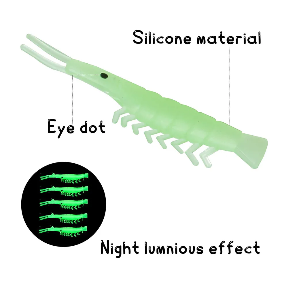 Señuelo luminoso de pesca, 100 unidades, 300 cm, cebos blandos de silicona para trucha, camarón, señuelo de pesca en hielo para lubina - imagen 2