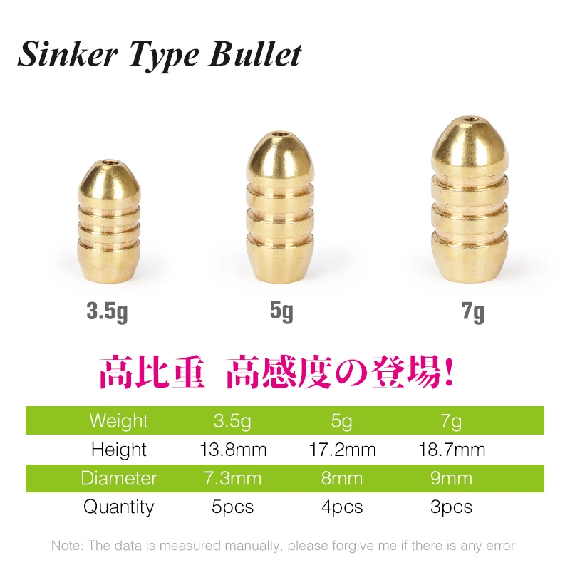 TSURINOYA-PESAS de bala de latón, Kits de plomos de pesca, 3,5g, 5g, 7g - imagen 2
