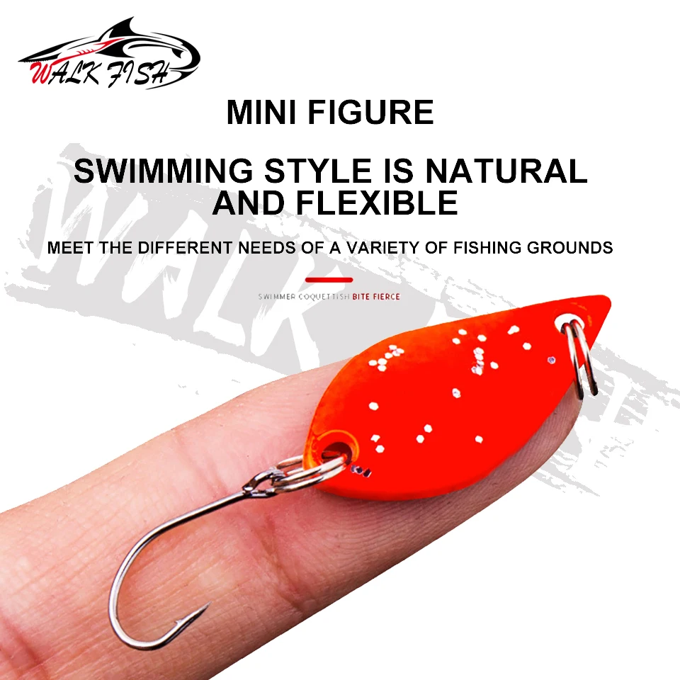 WALK FISH-señuelo de pesca de 2,5g/3,5g/5g, aparejos de pesca, cuchara de Metal, anzuelo afilado, cebo duro de lentejuelas, cucharas giratorias de agua dulce y salada, 1 ud. - imagen 3