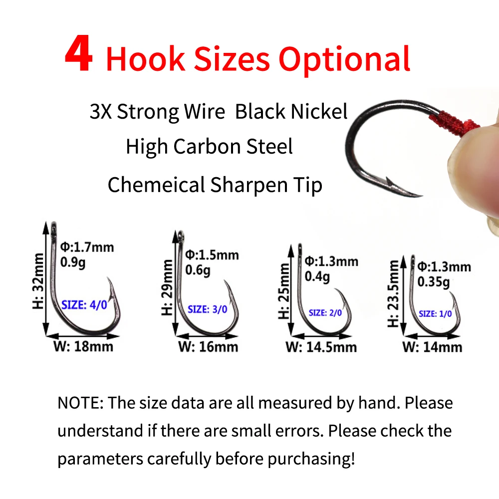 Anzuelos de Pesca de Mar, 10 pares de anzuelos dobles con anillo dividido/soldadura, 1/0, 2/0, 3/0, 4/0 - imagen 3