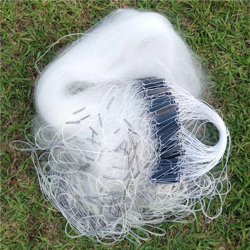 Lawaia 50M redes de enmalle de pesca de seda blanca monofilamento accesorios de equipo de pesca red trampa de pesca flotador de plástico de rejilla de 3 capas - imagen 3