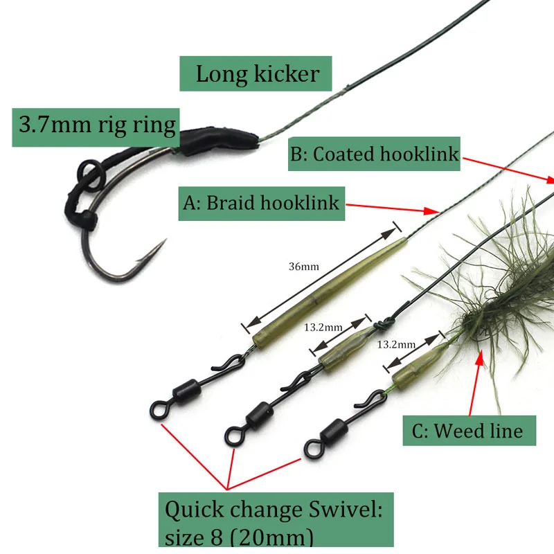 Aparejos de Pesca de carpa, accesorios de equipo de Pesca, tamaño del anzuelo de Pesca 2 #4 #6 #8, 2 uds. - imagen 5