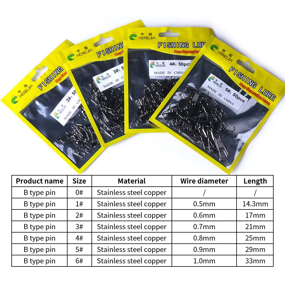 Pin de enclavamiento a presión, conector giratorio de pesca para señuelo de anzuelo, Conector de pesca de carpa, 50 Uds. - imagen 4