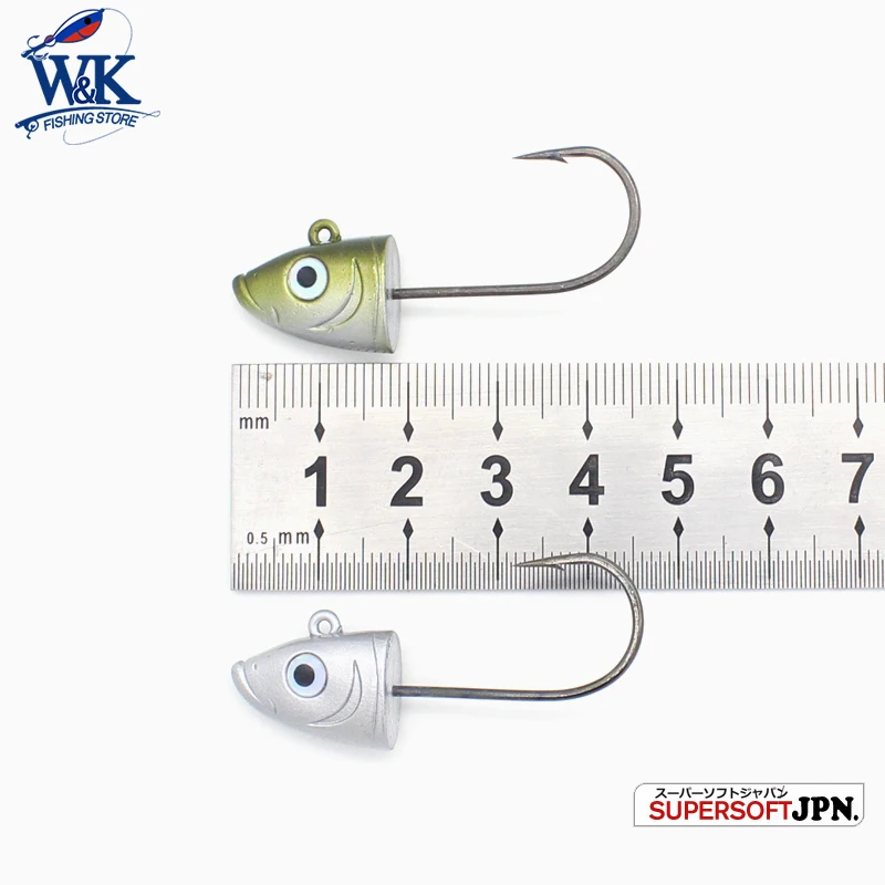 Señuelos de Pesca con cabeza de plantilla, 1/0 ganchos, 12g, 2 piezas/pk, para Vinilo Suave, peso de 3/7 oz, con ojos láser, para pesca en tierra - imagen 3