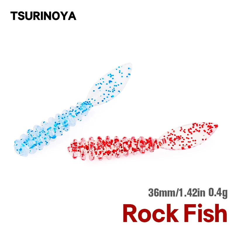 TSURINOYA-señuelo de pesca suave, juego de pez roca, 10 Uds., 36mm, 0,4g, PROMENADE AJING, Swimbait, plantilla, señuelos, cebos artificiales de gusano