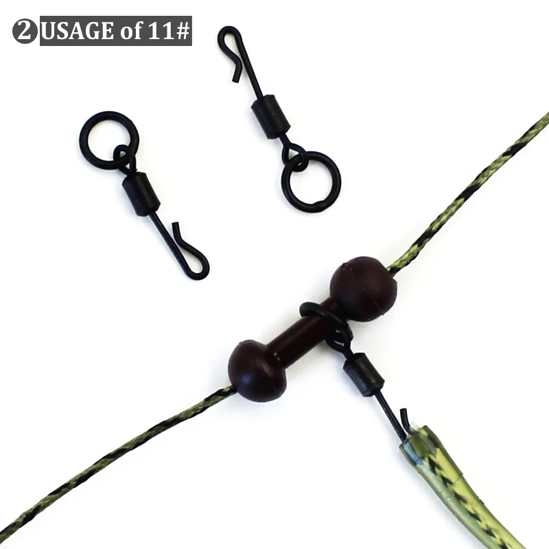 20 piezas giratorios de anillo flexible de cambio rápido con gancho de anillo tamaño Reino Unido 8 y 11 accesorios de pesca de carpa QC Kwik giratorios Chod Ronnie Rig - imagen 4