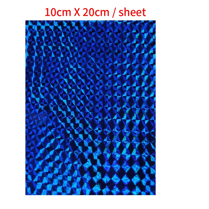[6 uds] cinta de Flash de película adhesiva holográfica de 10cm X 20cm para hacer señuelos, material de atado de moscas, rojo, verde, azul, plateado, morado y verde - imagen 3