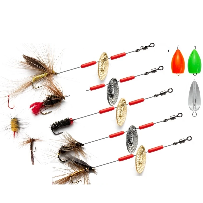 Anzuelo de pesca con señuelo giratorio, juego de anzuelos luminosos, insectos, moscas, Mosca, aparejos de pesca - imagen 2
