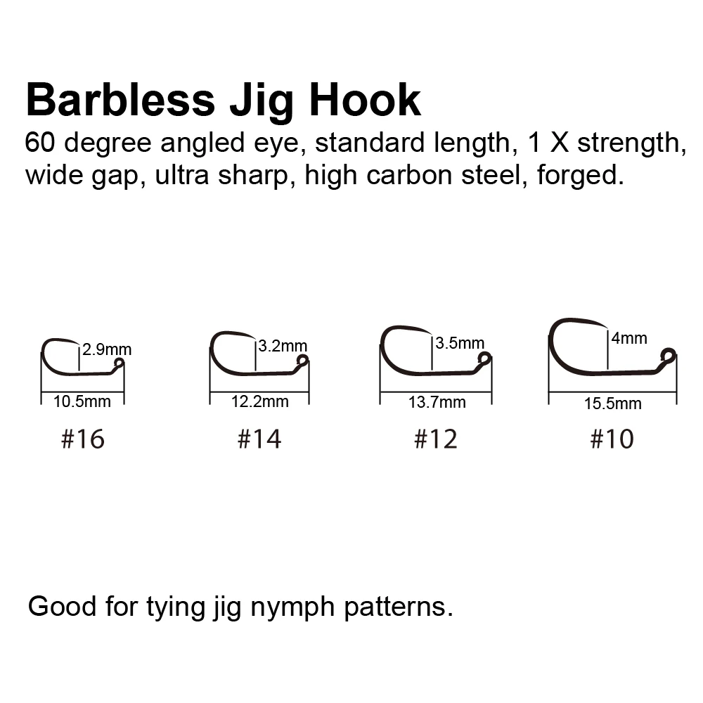 ICERIO-gancho de atado de moscas de Nymph, anzuelo de trucha de acero de alto carbono, con acabado de níquel y negro, ángulo de 60 grados, 30 unidades - imagen 2
