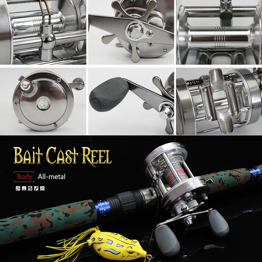 Carrete de pesca de arrastre de Metal, barco de fundición de cebo, tambor fundido, rueda de pesca, balsa de pesca con mosca de mar de Metal completa para aparejos de agua salada, nuevo