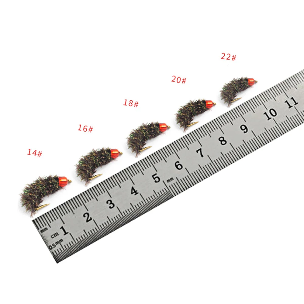 Mini señuelo de pesca con mosca, cebo flotante de hundimiento rápido, 10 piezas, resistente, Manual, gusano, trucha, ninfa, Scud - imagen 3