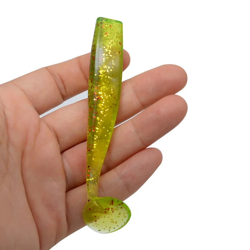 Señuelo de pesca de doble Color, cebo suave sin cabeza, cola en T, 8g, señuelos de gusano artificiales, lote de 5 piezas en oferta - imagen 4