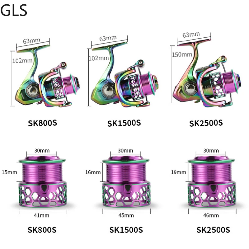 Rueda de pesca de Metal, accesorio de pesca de balancín de Metal CNC serie 800 1500 2500, Ratio de engranaje 5,0: 1, carrete giratorio 5 + 1BB, Multicolor, novedad - imagen 3