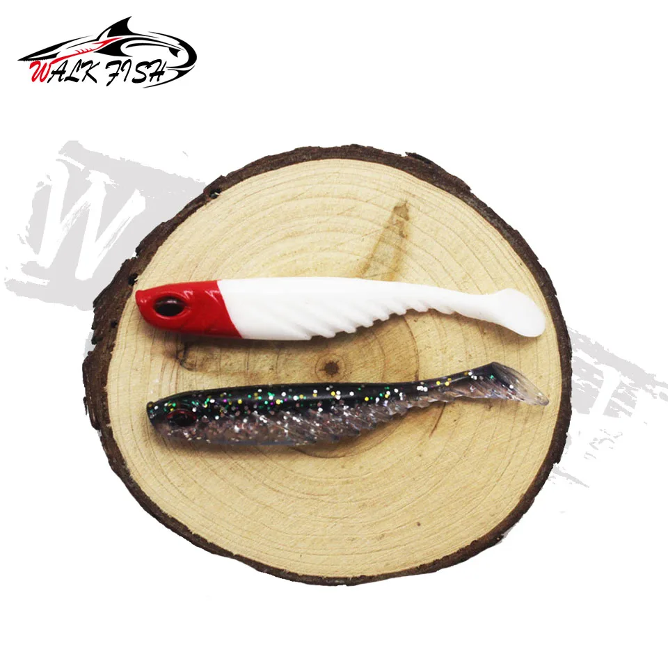 Caminar pescado 5 unids/lote de silicona suave cebo gusanos para Pesca Plantilla de señuelos Wobblers 70mm 2,6g T-cola de goma Artificial atraer Shads Bass Pesca - imagen 2