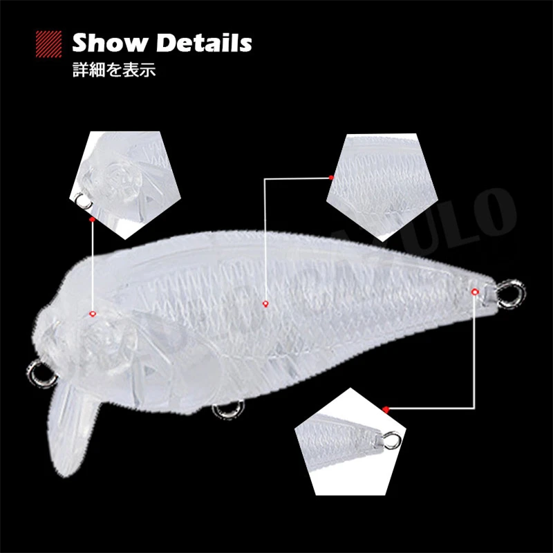 Accesorios de Pesca en blanco sin pintar, señuelo Crankbait Isca Artificial, 7g/55mm, ABS, bricolaje, Pesca en el mar de invierno, artículos de lubina - imagen 4