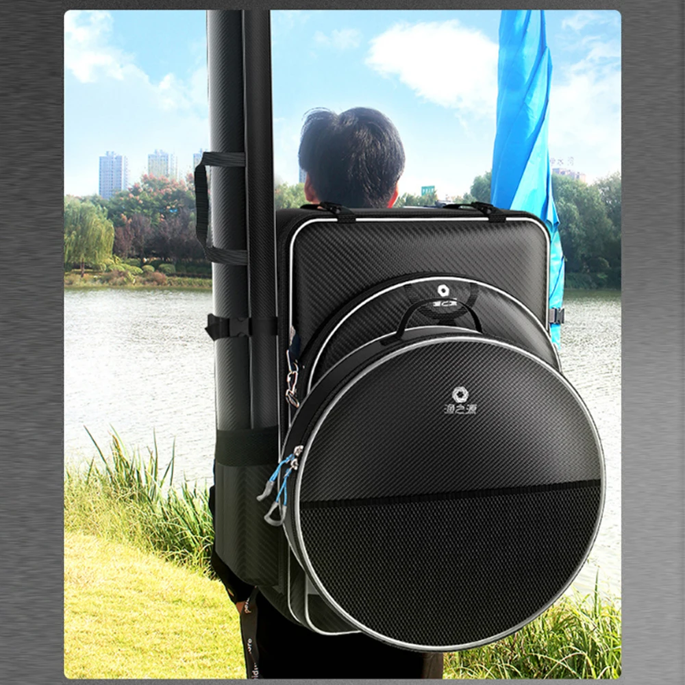 Bolsa de pesca impermeable para silla, aparejos de caña multifuncionales para deportes al aire libre, viajes, Camping, senderismo, mochila de hombro X462G, 60/70cm - imagen 5