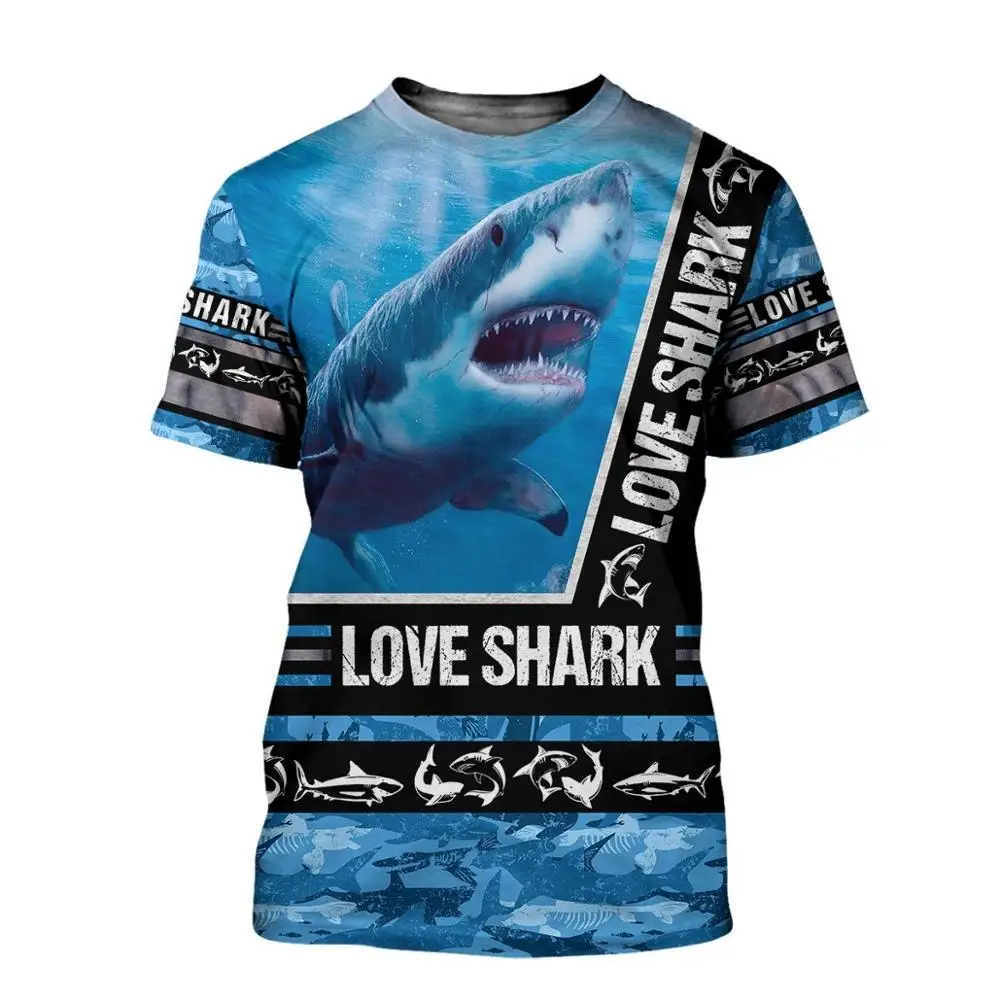 Camiseta de moda de verano 2020 con estampado 3D de tiburón/koala/caballo para hombre, camisetas de manga corta Harajuku, camisetas informales Unisex KJ0148 - imagen 3