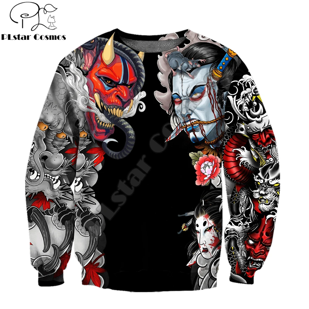 Sudadera con Capucha y Cremallera Estampado 3D Oni y Dragón – Unisex - imagen 3