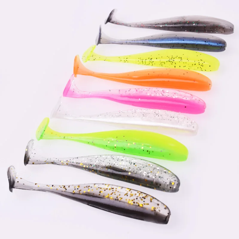 Proleurre Shad gusano cebo suave 95mm 75mm 50mm T cola Jigging Wobblers señuelo de pesca aparejos lubina Lucio aritificial silicona Swimbait