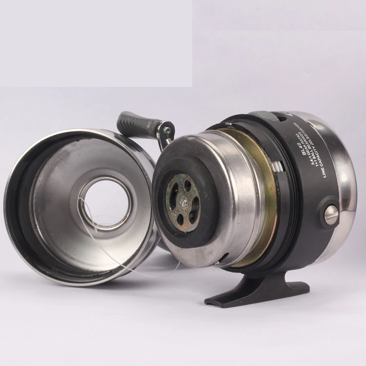 Carrete de pesca grande y cerrado, bobina de Metal de camuflaje, carrete de tirachinas para caza al aire libre con línea de nailon 7 # BL40 - imagen 3