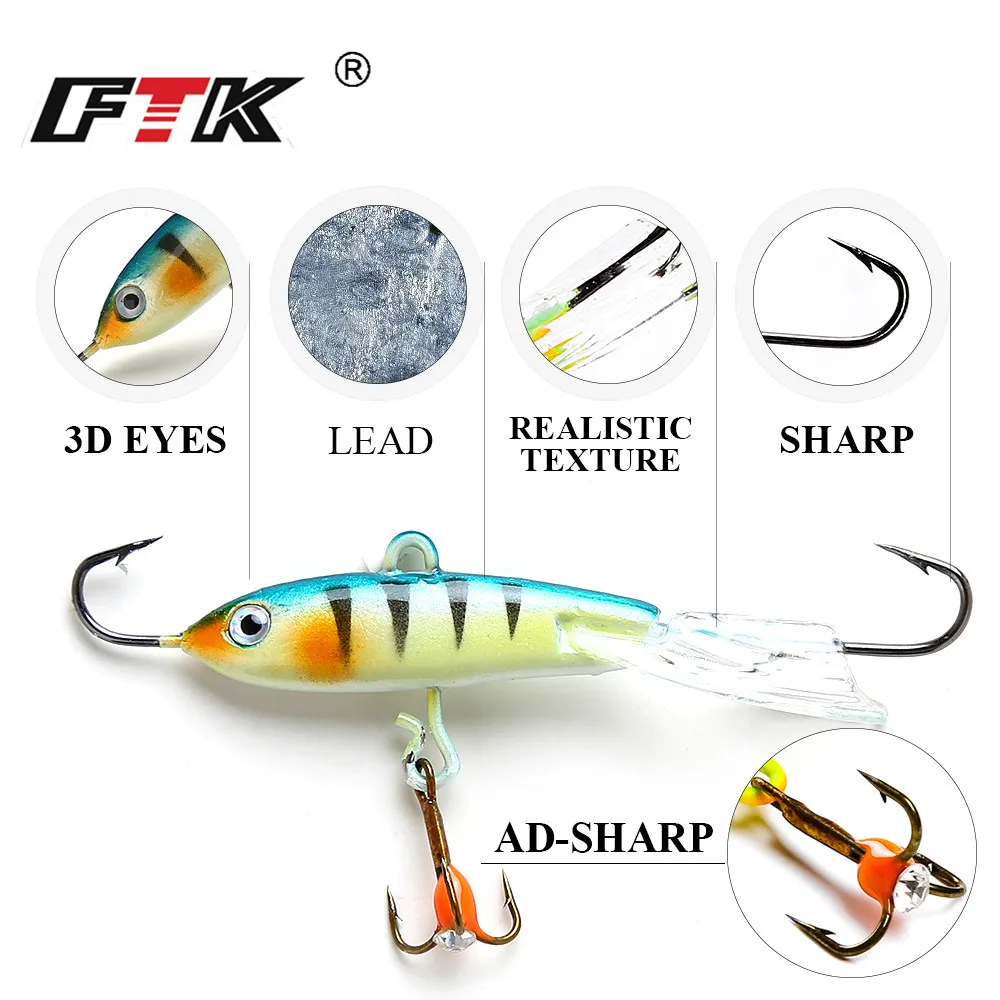 FTK-señuelo de Pesca en hielo colorido, equilibrador de 6,5 cm/22g 5,5 cm/12g 5cm/12g, aparejos de Pesca de cebo duro - imagen 5